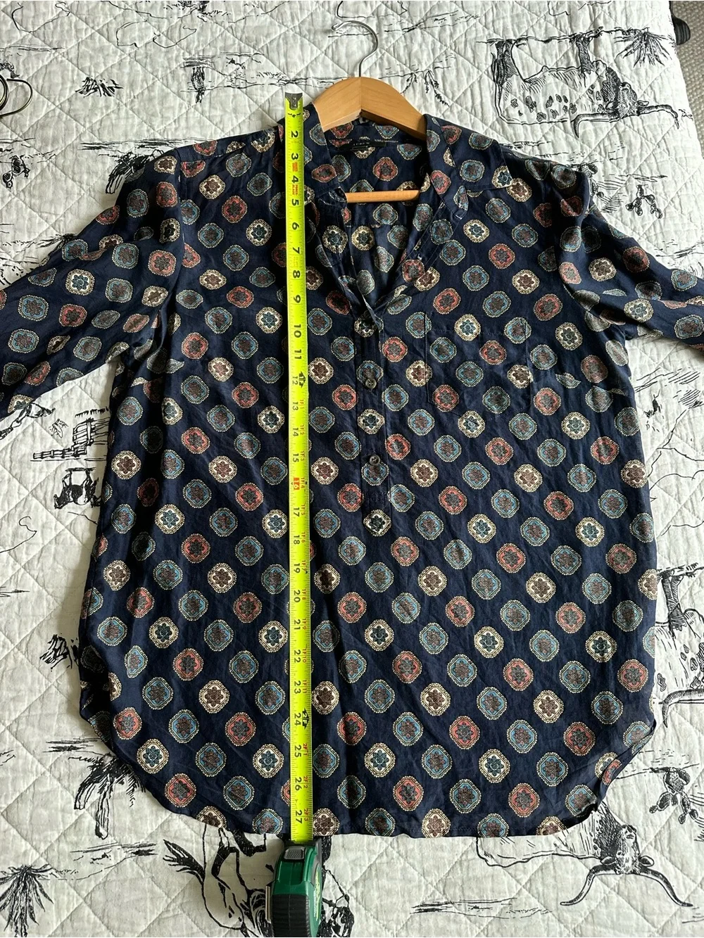 J Crew Navy Pullover Silk & Cotton Shirt Size 8